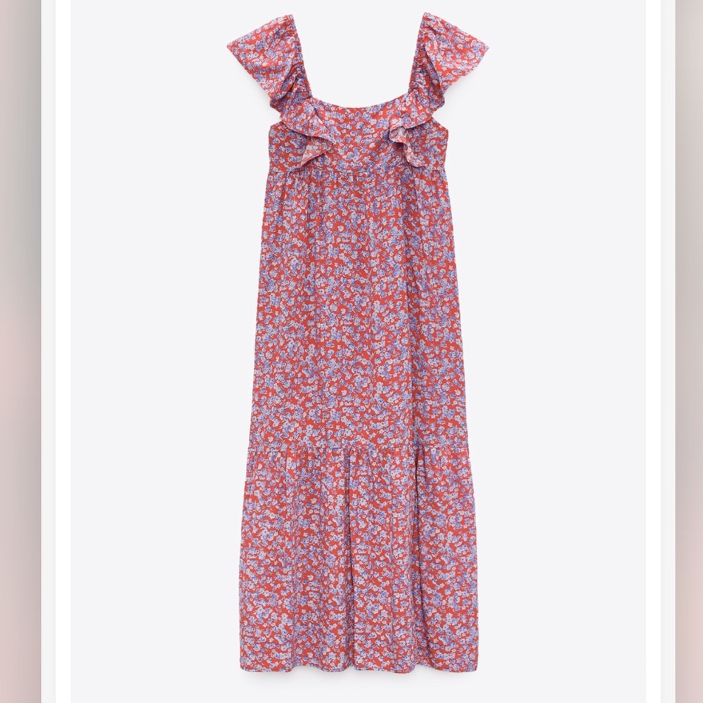 Zara Floral Print Midi Dress S